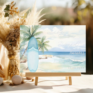 Gastboek baby shower baby aan boord van surfplank gastenboek