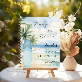 Gastboek baby shower baby aan boord van surfplank notitieboek