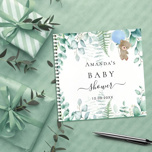 Gastboek Baby shower blauw bos Notitieboek