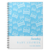 Gastboek Baby shower blauw witte wiegjes jongen Notitieboek (Voorkant)
