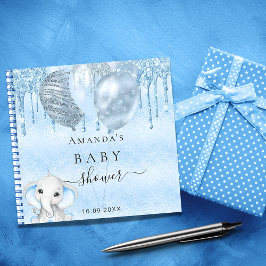 Gastboek baby shower blauwe olifant notitieboek