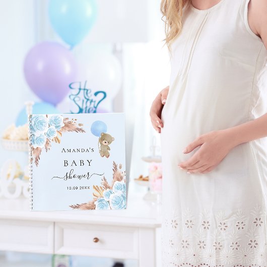 Gastboek Baby shower blauwe tedderras Notitieboek