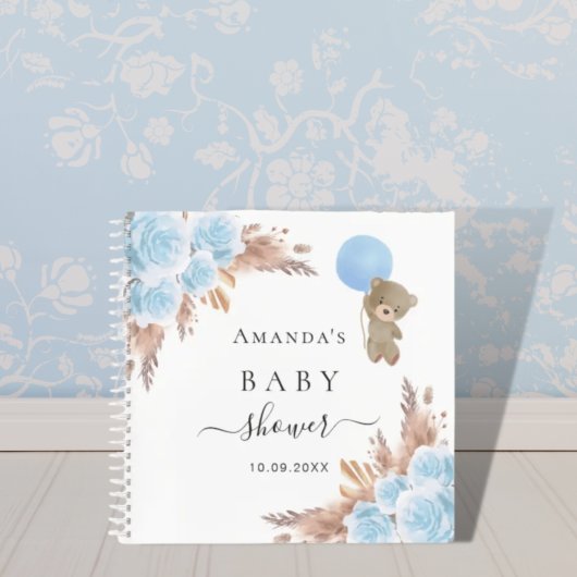 Gastboek Baby shower blauwe tedderras Notitieboek