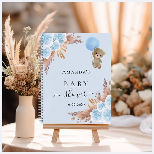 Gastboek Baby shower blauwe tedderras Notitieboek
