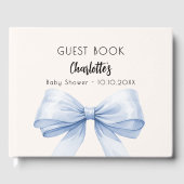 Gastboek Baby shower blue bow beige cream boy Gastenboek (Voorkant)