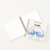 Gastboek Baby shower blue bow beige cream boy Notitieboek (Binnen)