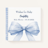 Gastboek Baby shower blue bow boy wensen Notitieboek (Voorkant)