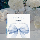 Gastboek Baby shower blue bow boy wensen Notitieboek