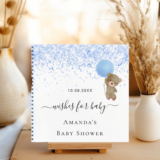 Gastboek Baby shower boy blauw teddybeer Notitieboek