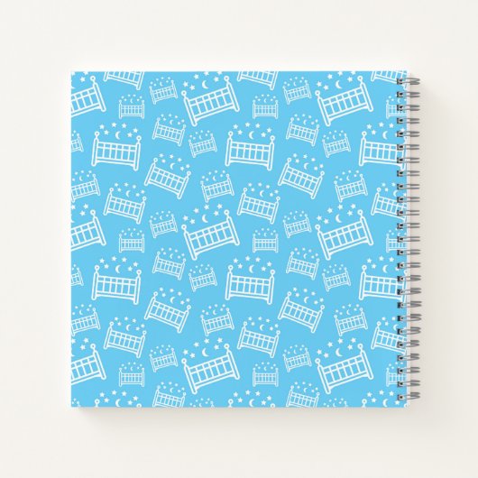 Gastboek Baby shower Boy blauw witte wiegjes Notitieboek (Achterkant)