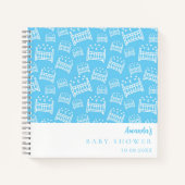 Gastboek Baby shower Boy blauw witte wiegjes Notitieboek (Voorkant)