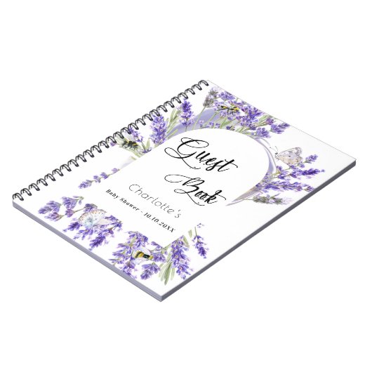 Gastboek baby shower lavender violet meel notitieboek (Linkerzijde)