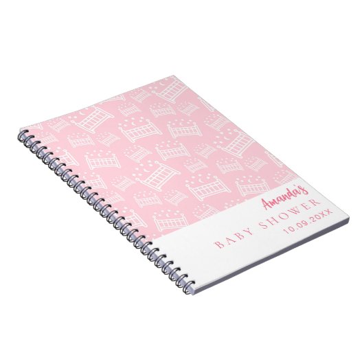Gastboek Baby shower Meisje roze witte wiegjes Notitieboek (Rechterzijde)