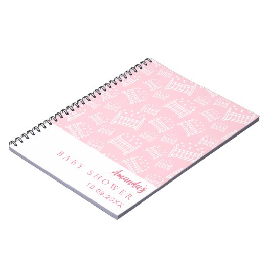 Gastboek Baby shower Meisje roze witte wiegjes Notitieboek (Linkerzijde)
