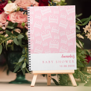 Gastboek Baby shower Meisje roze witte wiegjes Notitieboek