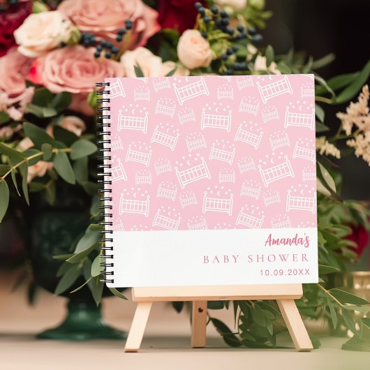 Gastboek Baby shower Meisje roze witte wiegjes Notitieboek