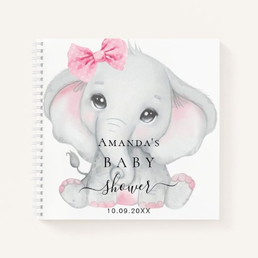 Gastboek baby shower olifant meisje roze notitieboek (Voorkant)