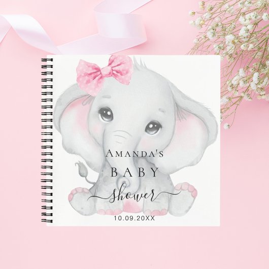 Gastboek baby shower olifant meisje roze notitieboek