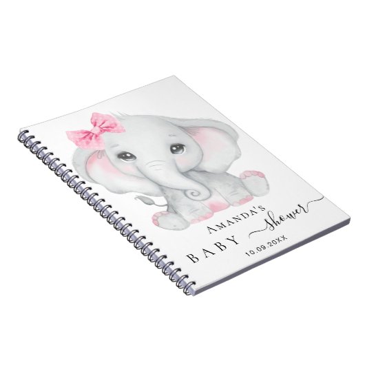 Gastboek baby shower olifant meisje roze notitieboek (Rechterzijde)