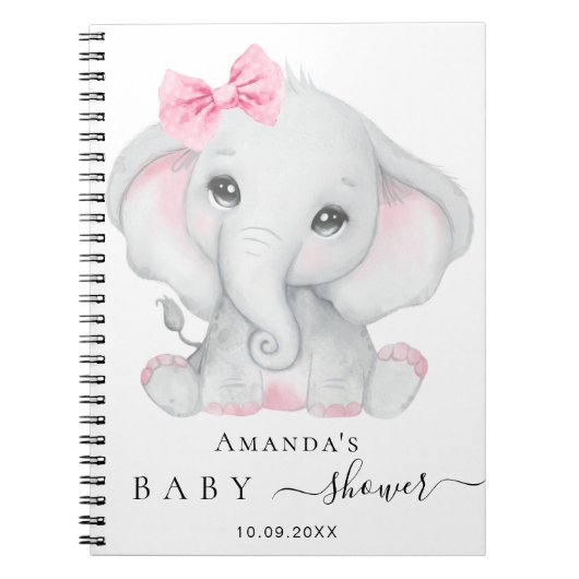 Gastboek baby shower olifant meisje roze notitieboek (Voorkant)