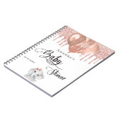 Gastboek baby shower olifant roos goud wit notitieboek (Linkerzijde)