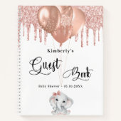 Gastboek baby shower olifant roos goud wit notitieboek (Voorkant)