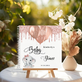 Gastboek baby shower olifant roos goud wit notitieboek