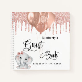Gastboek baby shower olifant roos goud wit notitieboek