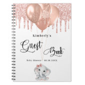 Gastboek baby shower olifant roos gouden ballonnen notitieboek (Voorkant)