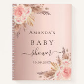 Gastboek Baby shower pampas roos goud Notitieboek (Voorkant)