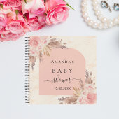 Gastboek baby shower pampas roos goud notitieboek