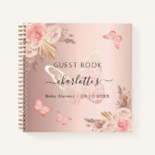 Gastboek Baby shower roos gouden vlinder boho Notitieboek (Voorkant)