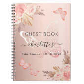 Gastboek Baby shower roos gouden vlinder boho Notitieboek (Voorkant)
