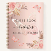 Gastboek Baby shower roos gouden vlinder boho Notitieboek (Voorkant)