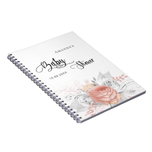 Gastboek baby shower roos goudflorzilver notitieboek (Rechterzijde)