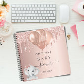 Gastboek baby shower roos goudglitterolifant notitieboek