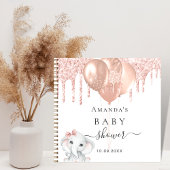 Gastboek baby shower roos goudglitterolifant notitieboek