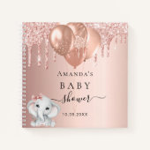 Gastboek baby shower roos goudglitterolifant notitieboek (Voorkant)