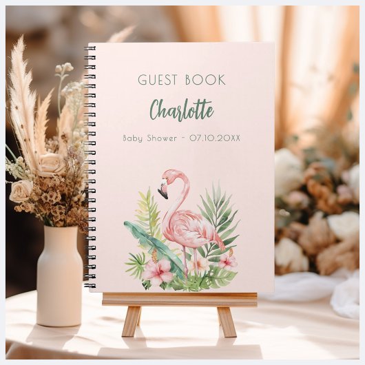 Gastboek baby shower roze flamingo meisje notitieboek