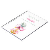 Gastboek baby shower roze strik ananas meisje notitieboek (Linkerzijde)