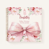 Gastboek Baby shower roze strik bloemen Notitieboek (Voorkant)