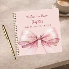 Gastboek Baby shower roze strik meisje wenst Notitieboek