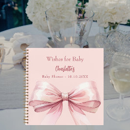 Gastboek Baby shower roze strik meisje wenst Notitieboek