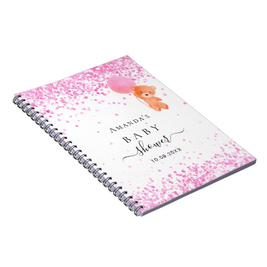 Gastboek baby shower roze teddybeer notitieboek (Rechterzijde)