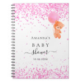 Gastboek baby shower roze teddybeer notitieboek (Voorkant)