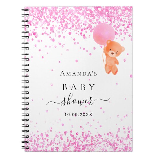 Gastboek baby shower roze teddybeer notitieboek (Voorkant)