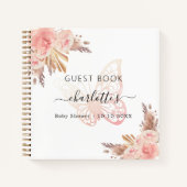 Gastboek Baby shower roze vlinder boho Notitieboek (Voorkant)