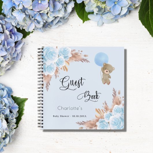 Gastboek Baby shower teddy pampas boho Notitieboek
