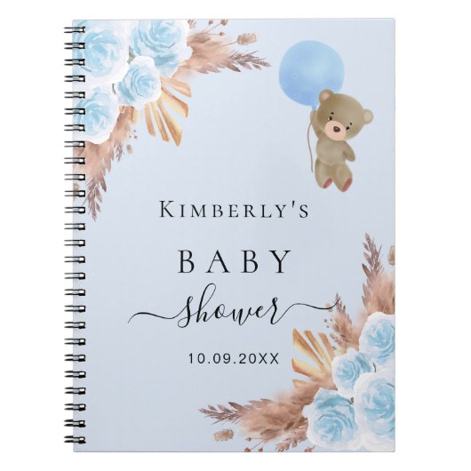 Gastboek Baby shower teddy pampas gras Notitieboek (Voorkant)