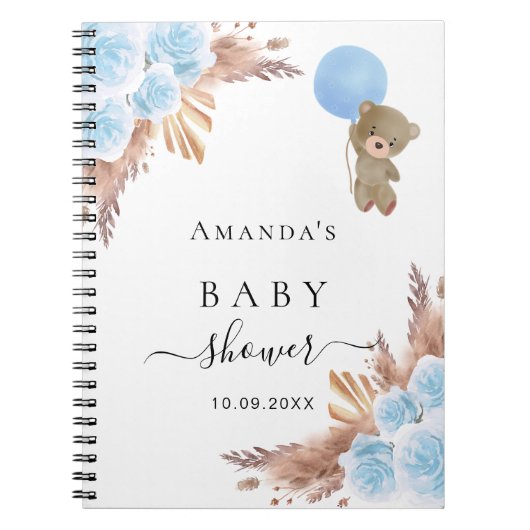 Gastboek Baby shower teddy pampas gras Notitieboek (Voorkant)